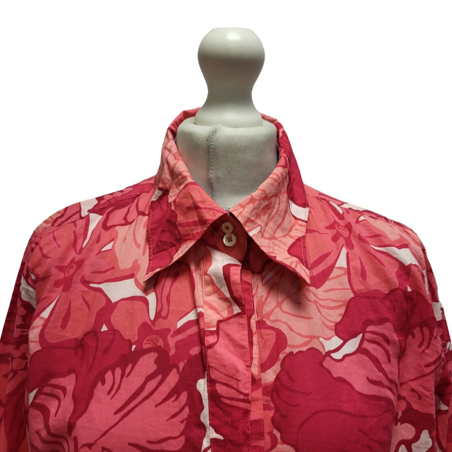 Tommy Hilfiger Pink Floral Long Sleeve Shirt Uk Women's Large BB378