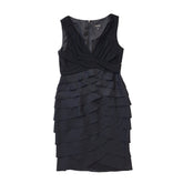 Adriana Papell Black Ruffled Evening Formal Cocktail Dress Women's XL 14 G806