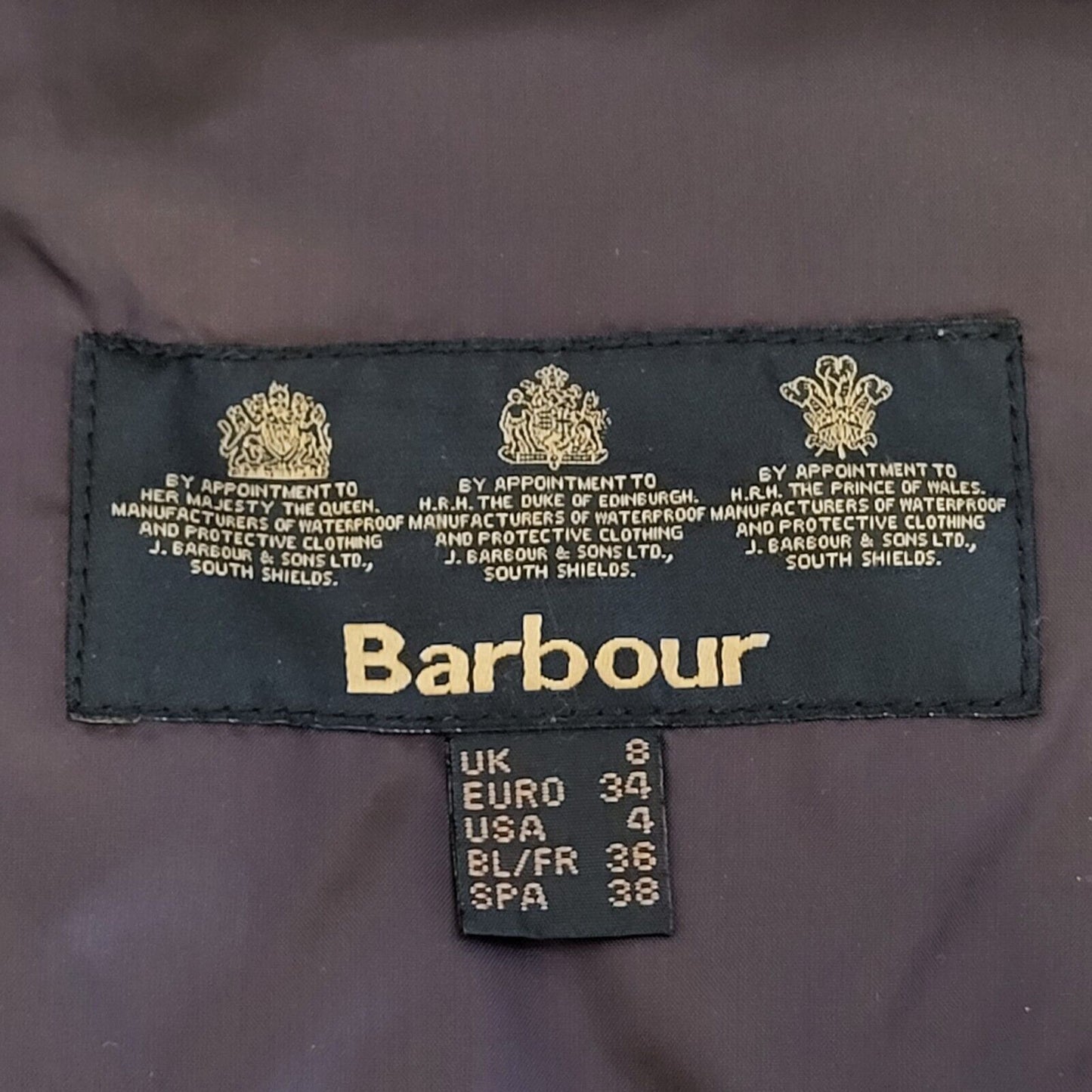 Barbour Vintage Quilt Brown Snap Fasten Jacket Uk Women's 8 Eu 36 G14