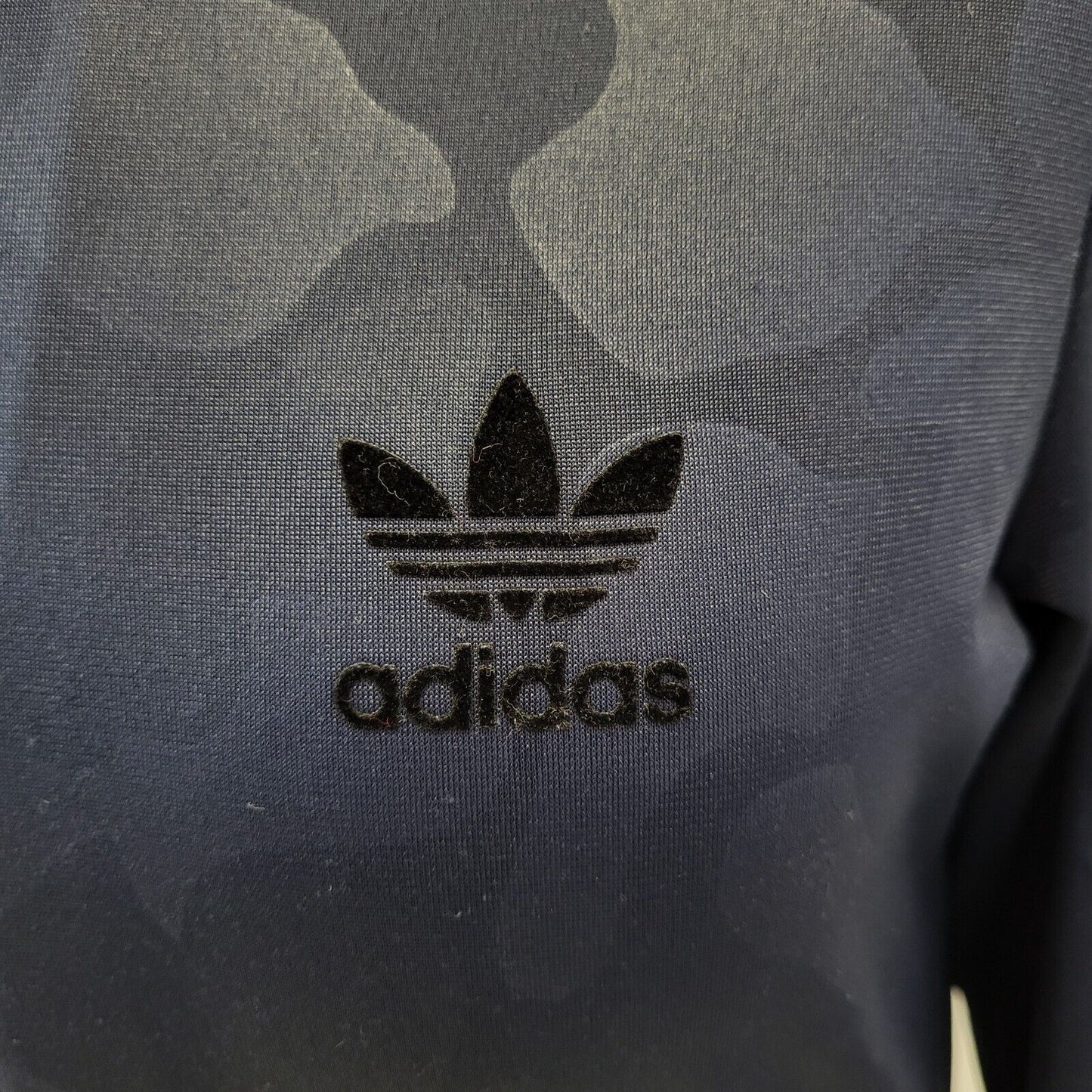 Adidas Dark Blue Patterned Tracksuit Track Jacket Women's Uk S 8 H92