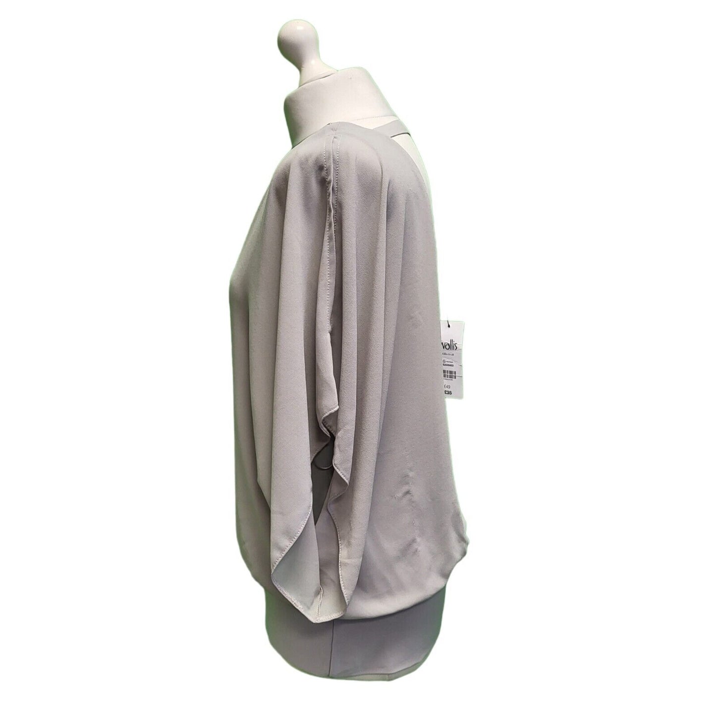 Wallis Light Grey Relaxed V-neck Batwing Blouse Top UK Women's XL 14 BNWT H759