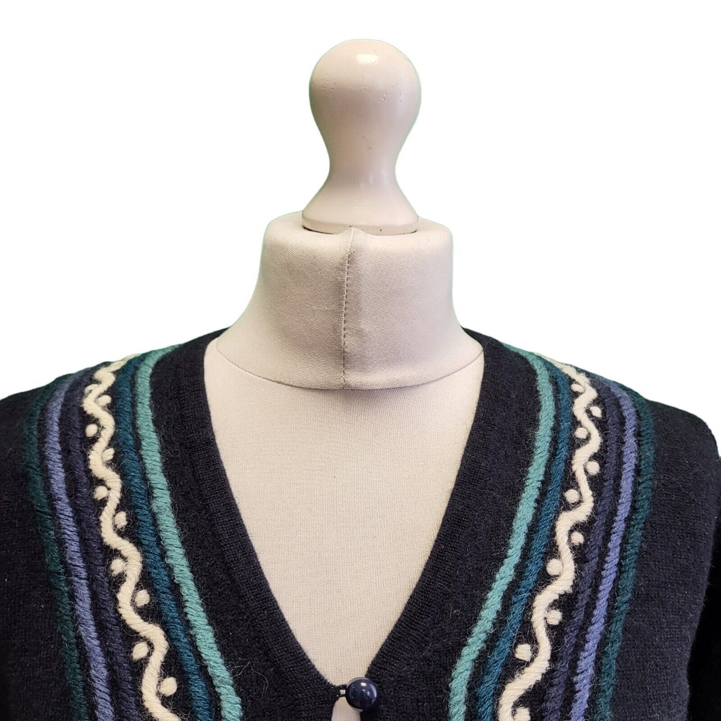 Country Casuals Blue Knit Button Front Wool Cardigan Women's UK Small H177