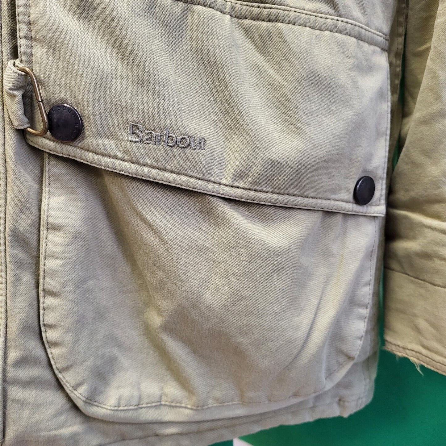 Barbour Fountaine Beige Zip Snap Fasten Collared Jacket Men's uk S H71