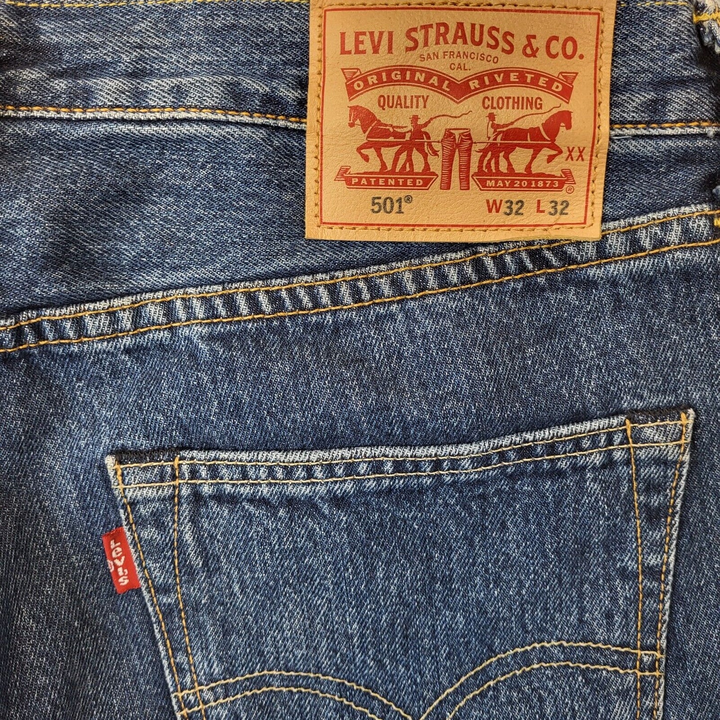 Levi 501 Blue Straight Leg Denim Jeans Men's M W32 L32 G449