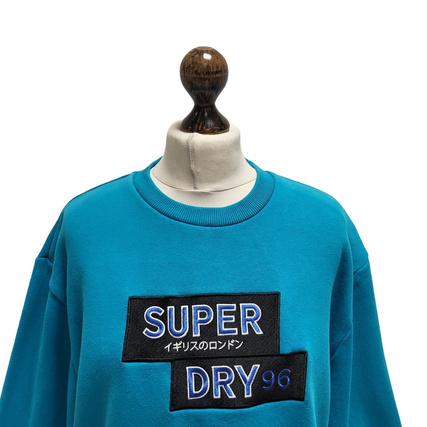 Superdry Sweatshirt Crew Neck Long Sleeve Blue Womens Size 10 G408