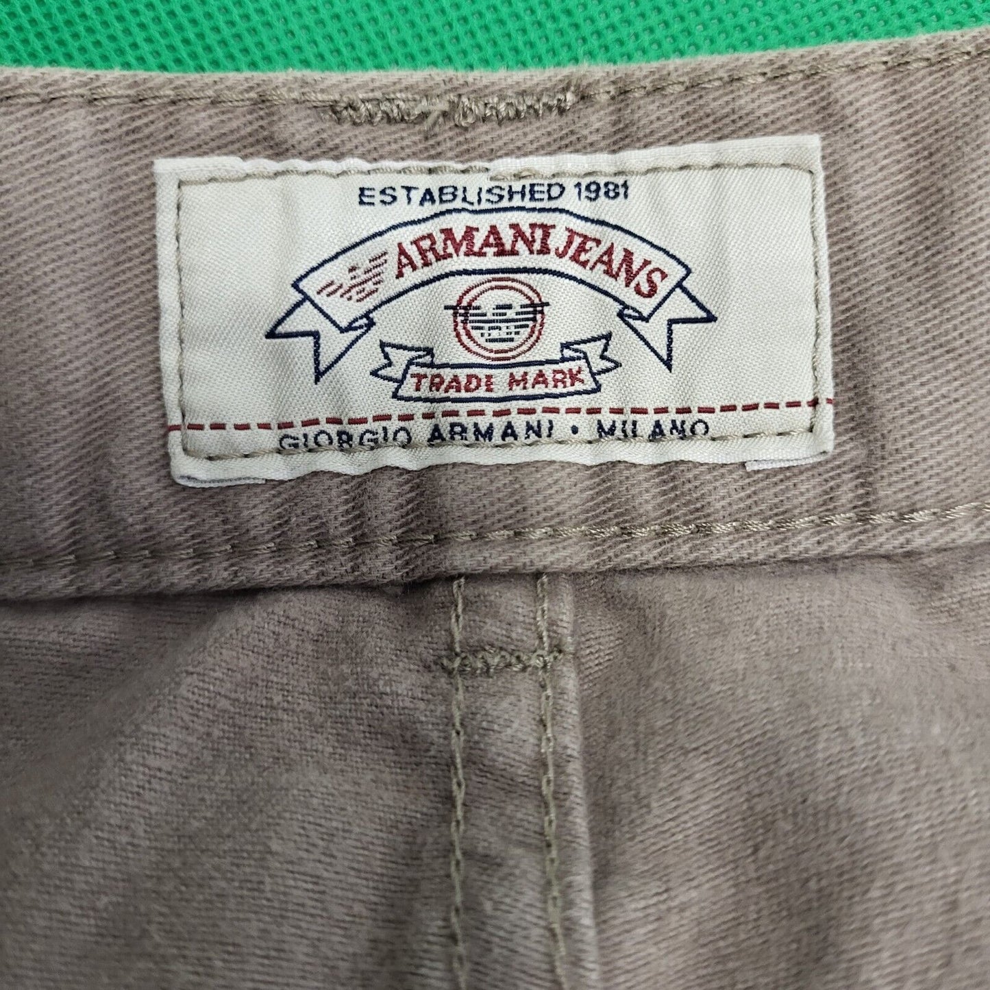 Armani Jeans Beige Straight Leg Cotton Button Fly Trousers Men's S W30 L34 H38