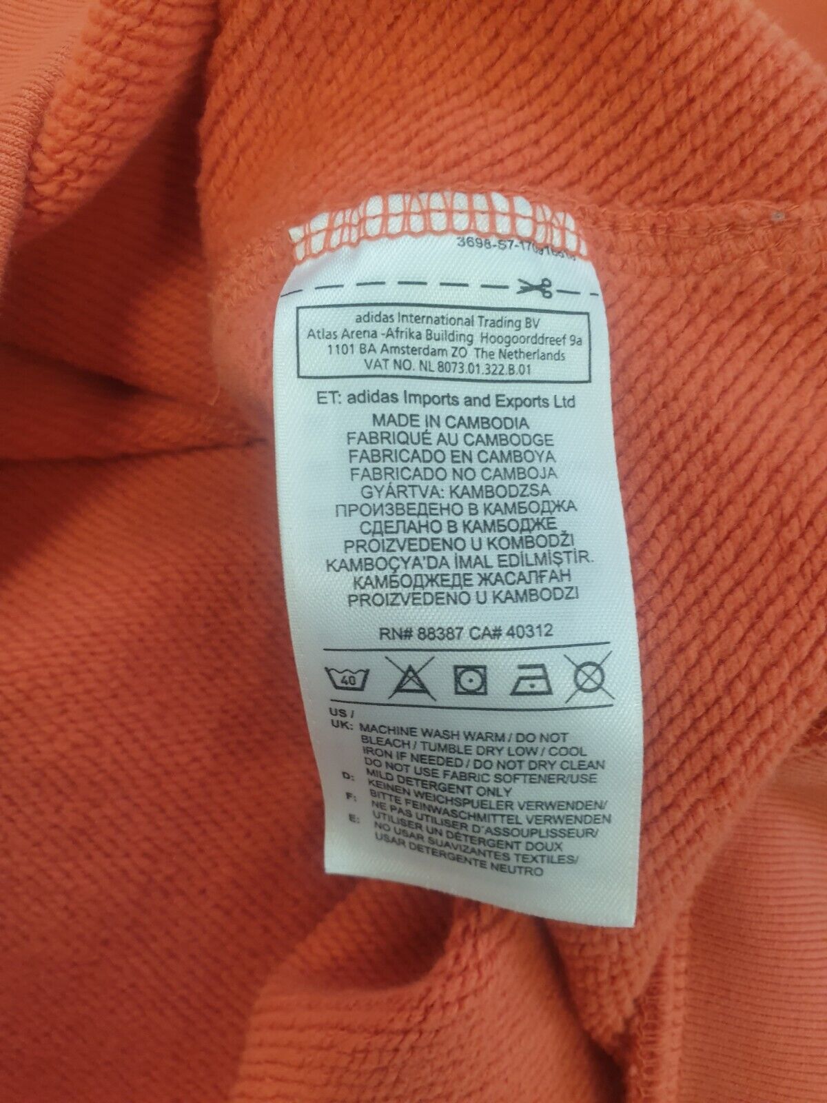 Adidas Peach Over-sized Round Neck Spell Out Sweatshirt Women's Uk Xs 6 H95