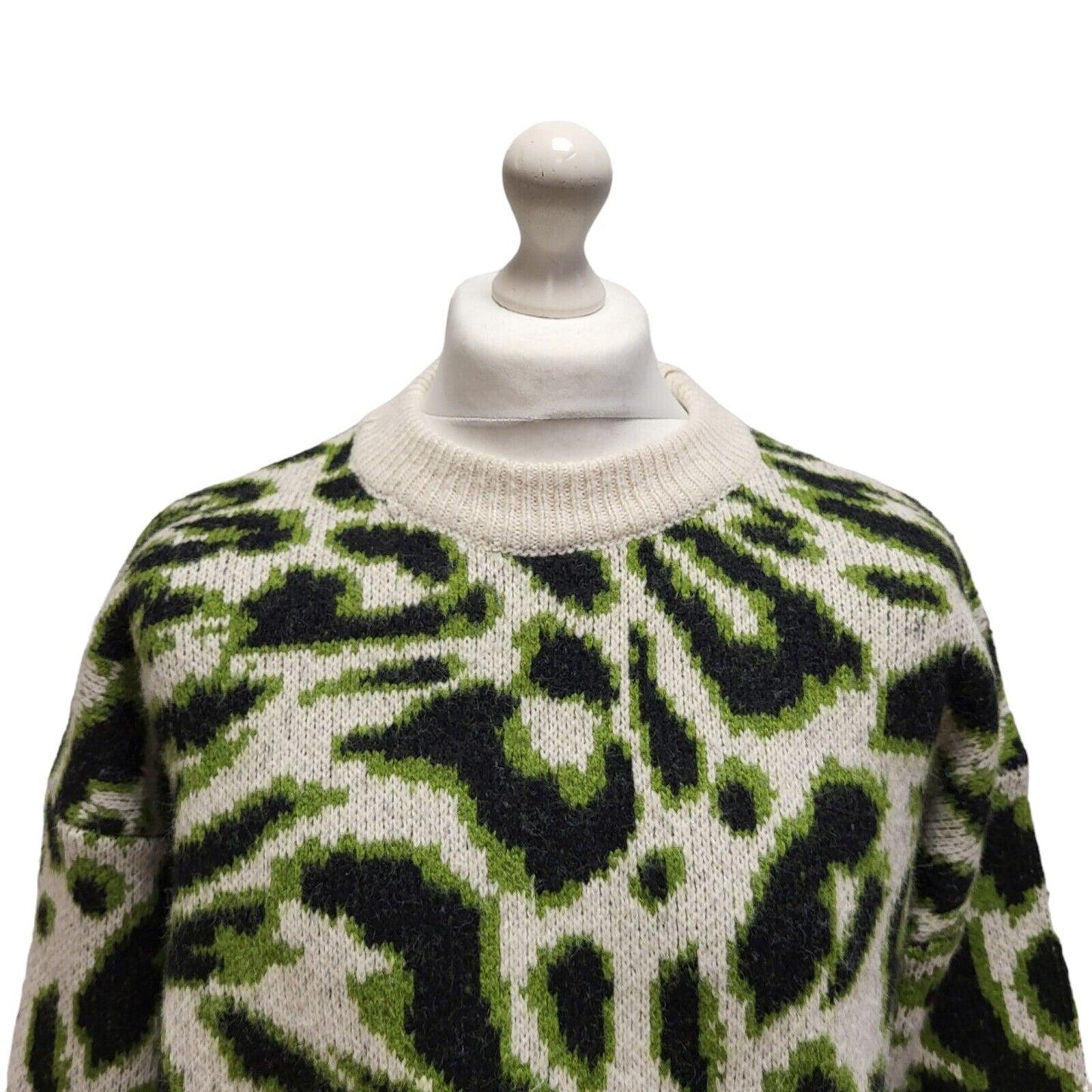 Weekday Green Abstract Crew Neck Cotton Jumper Uk Men's Large Bnwt BB279