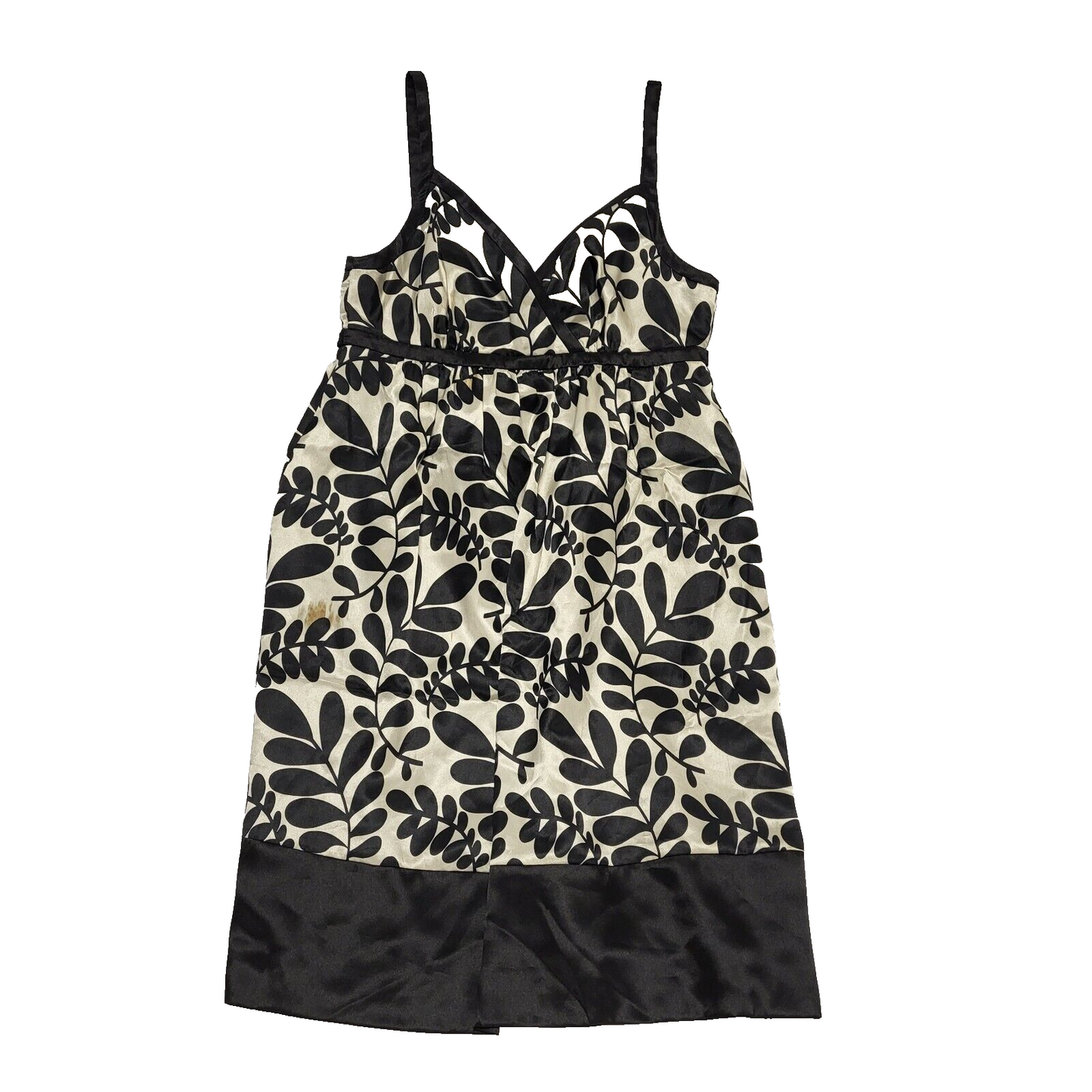 Principles Modernist Black Beige Leafy A-Line Summer Dress Women's 14 H784 BNWT