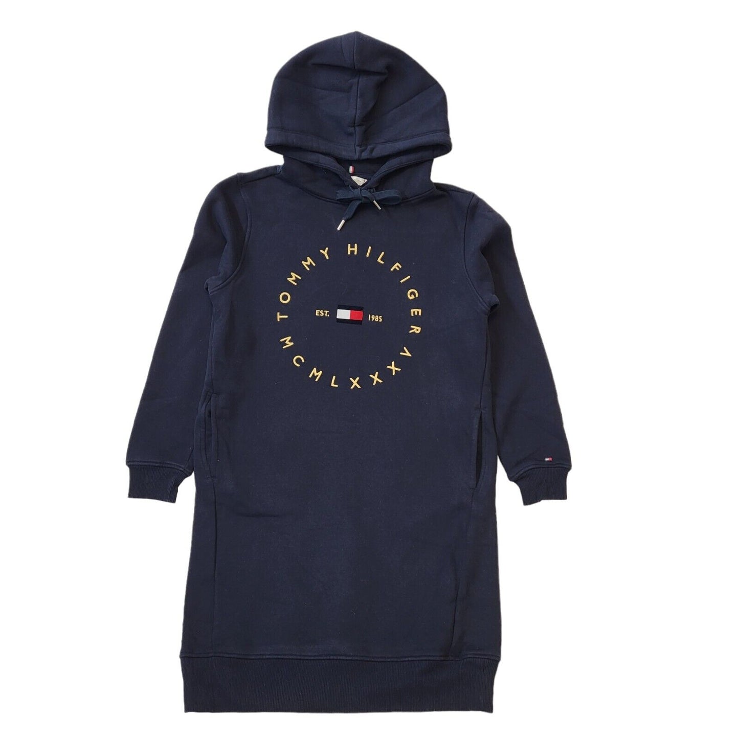 Tommy Hilfiger Navy Drawstring Long Baggy Sweatshirt Hoodie Women's UK XXS H140