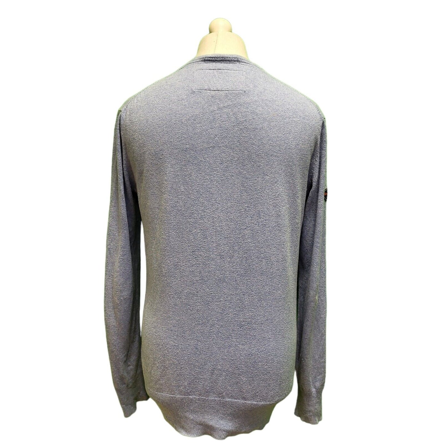 Superdry Blue Thin Knit V-Neck Cotton Cashmere Jumper uk Men's Medium H744