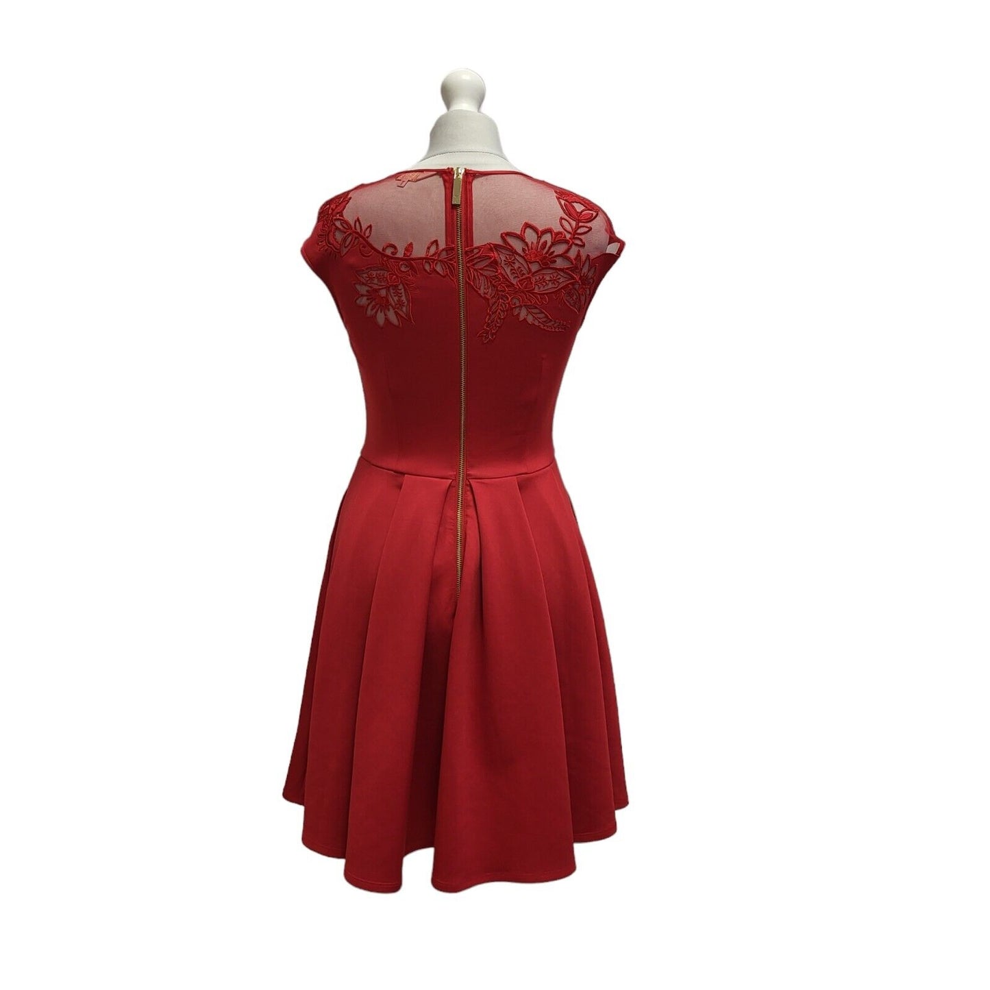 Ted Baker Red Sleeveless Evening A-Line Dress UK Women's Small BB346