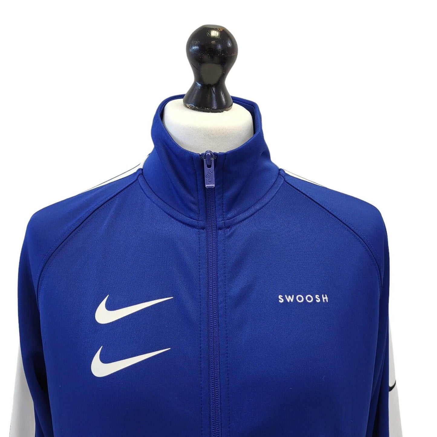 Nike Blue White Zipped Sports Tracksuit Top Uk Men's Small G457