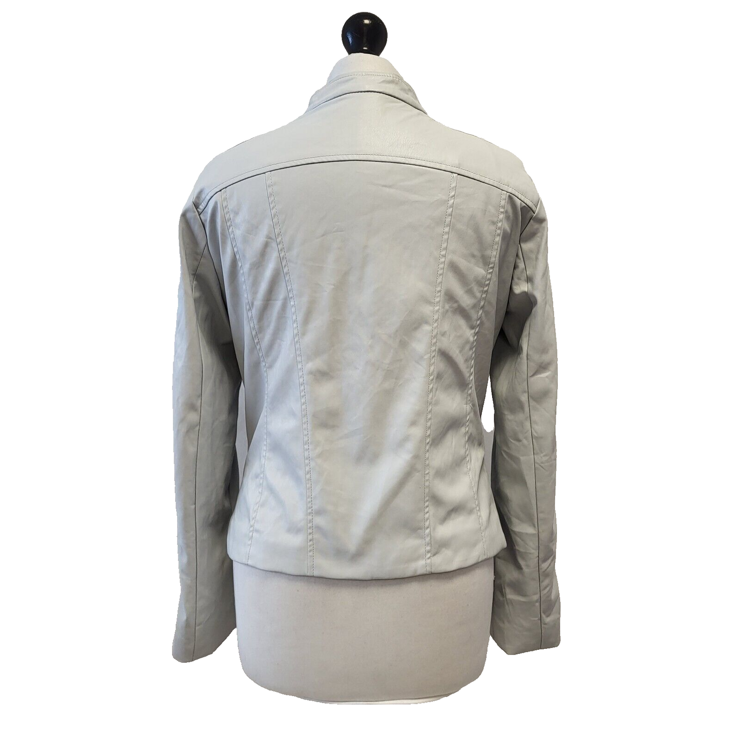 Sisley Light Blue Ruffle Faux Leather Jacket Uk Women's 12 G700
