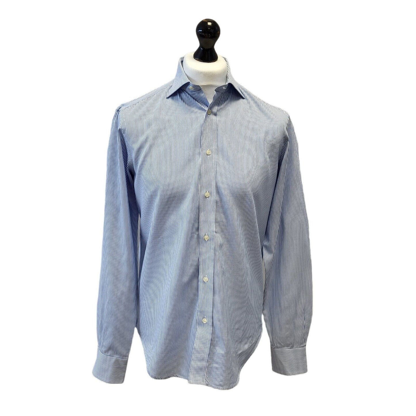 Boggi Milano Blue Striped Long Sleeve Shirt Uk Men's M Eu 50 G283