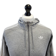 Adidas Grey Drawstring Zipped Sweatshirt Hoodie Uk Men's Small G475