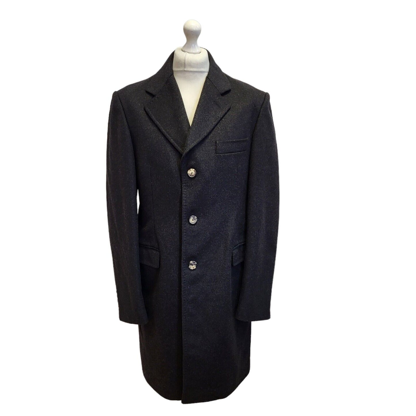 Fradi Dark Grey Black Button-Up Overcoat Uk Men's L Eu 54 G34