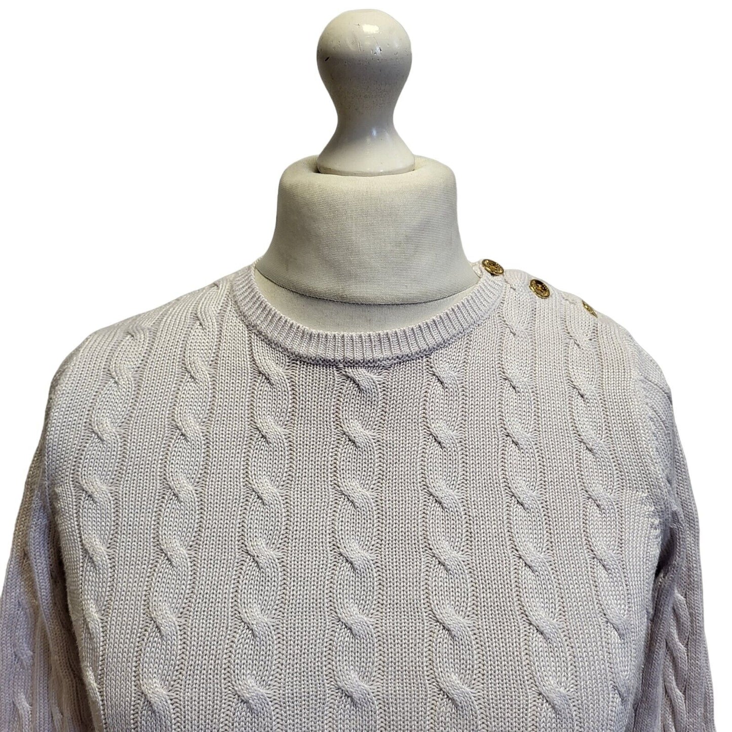 Polo Ralph Lauren White Round Neck Jumper Uk Women's XS Eu 34 G3