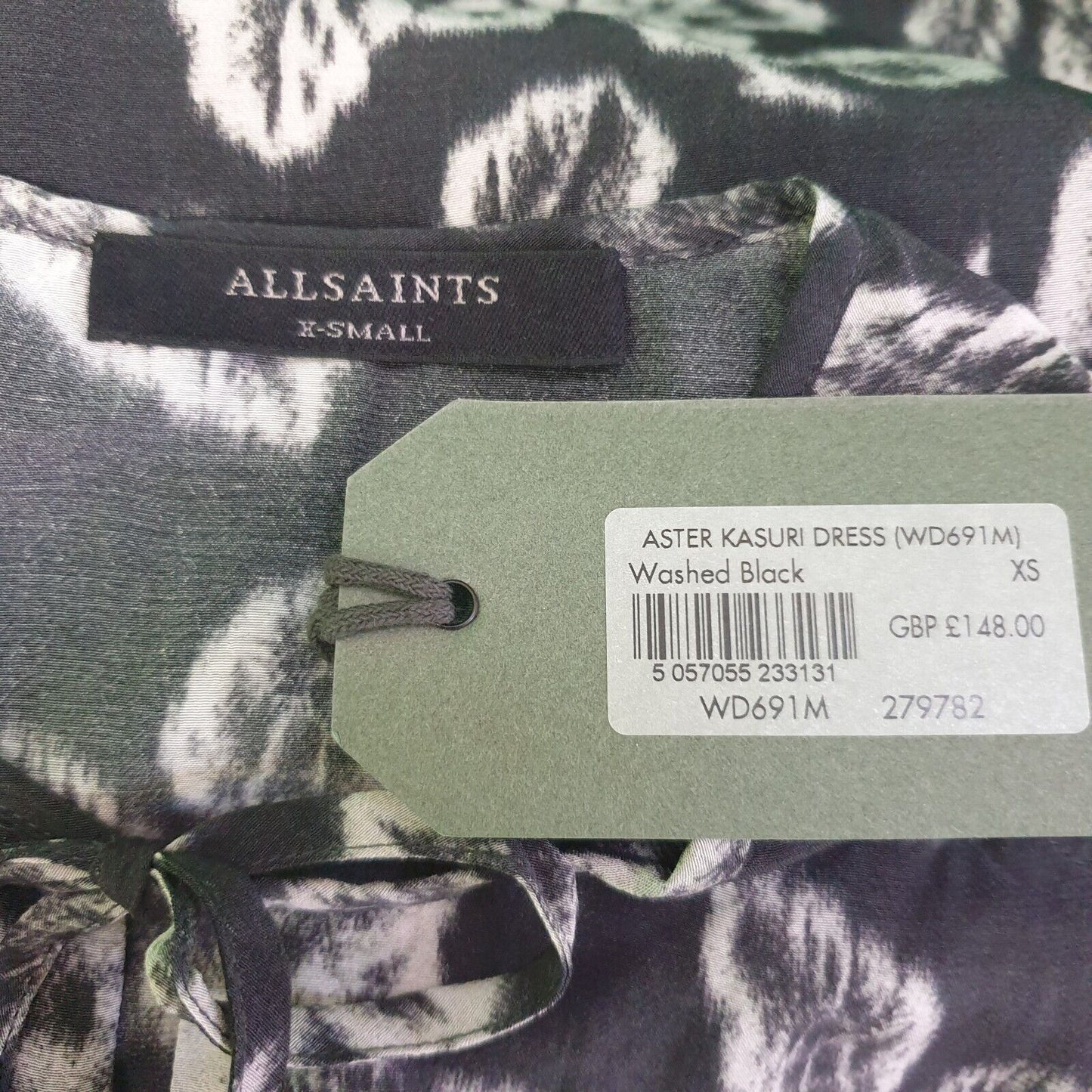 Allsaints Aster Kasuri Dress Black Floral Casual Dress UK Women's XS Bnwt H752