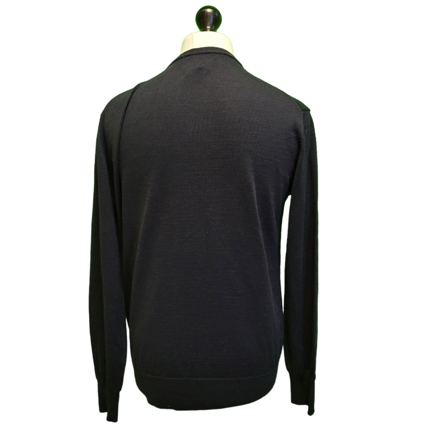 Replay Black Long Sleeve Knit V-Neck Wool Blend Jumper Men's UK L EU 54 H965