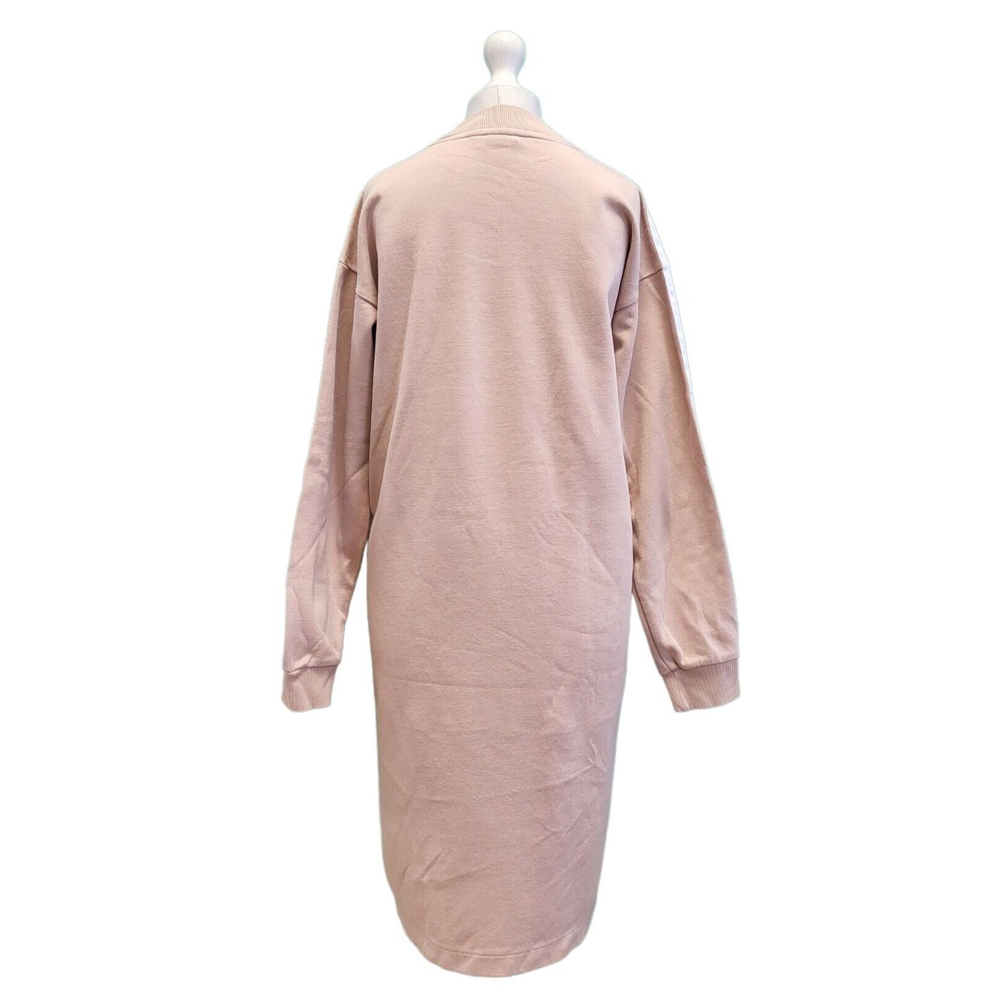 Adidas Beige White Trim Long Sleeve Cotton Sport Dress Women's UK S 8 G786