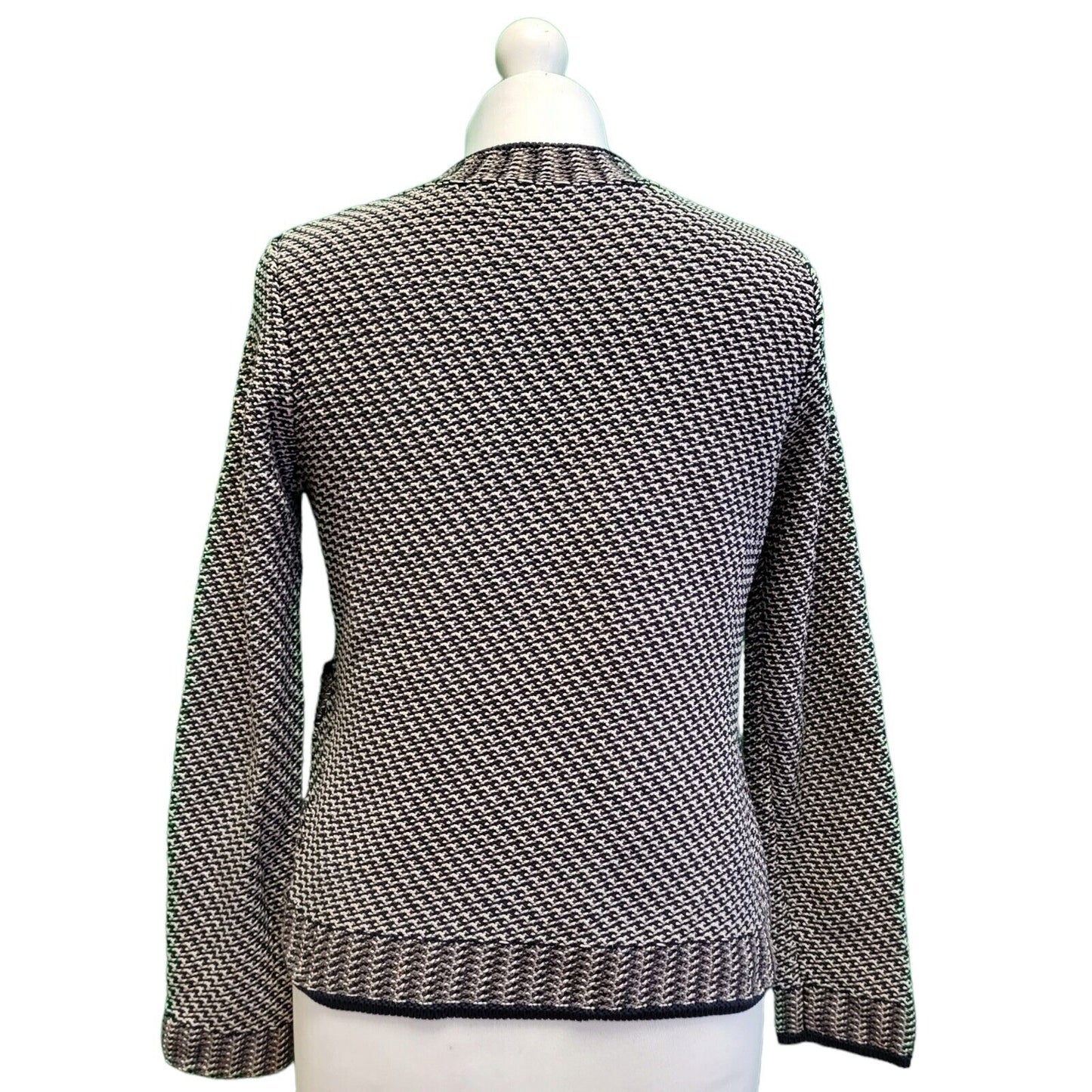 Karen Millen Blue White Zipped Knitted Cardigan Jacket Women's uk S eu 36 H173
