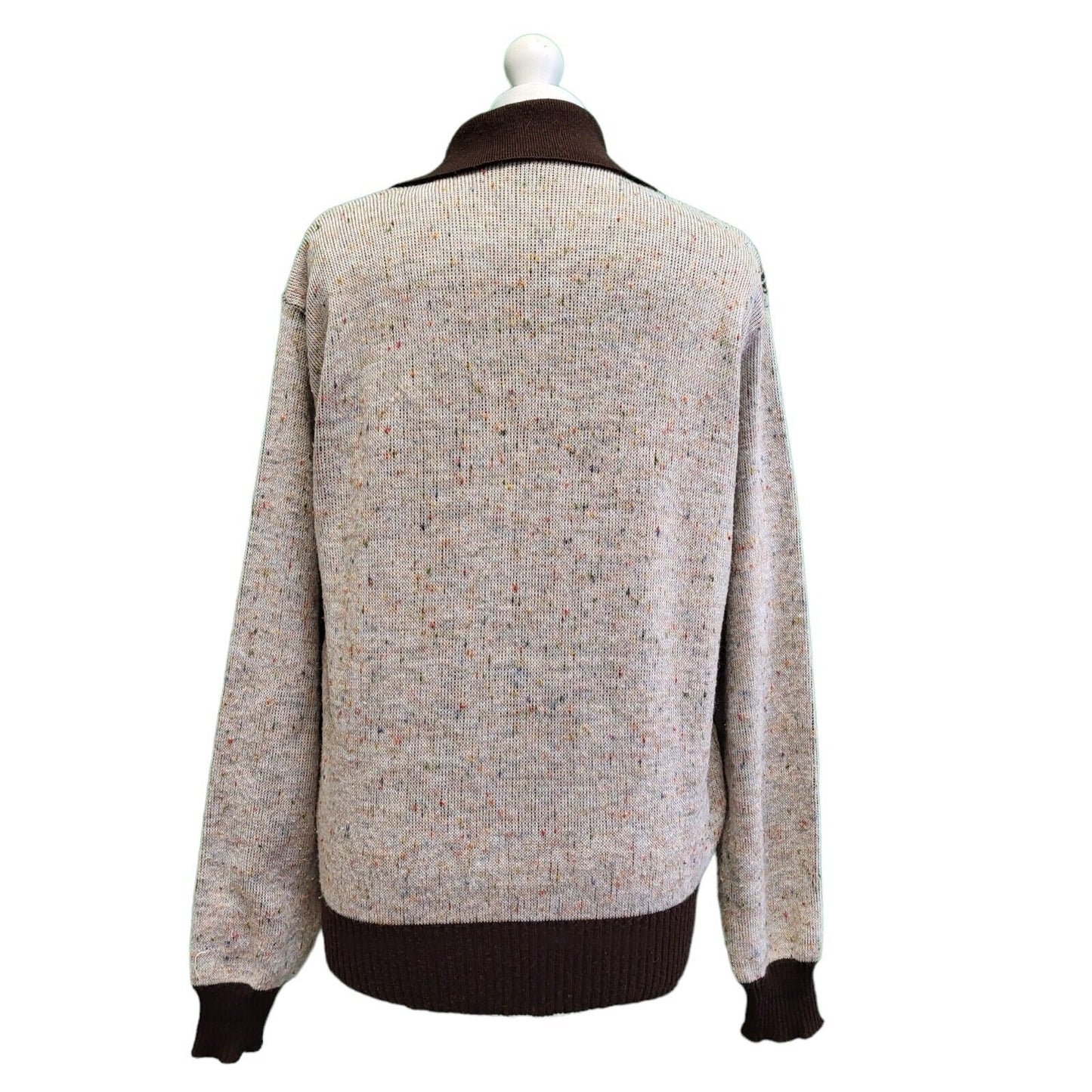 Vintage County Magna Brown Collared Speckled Knit Jumper Women's UK 14-16 H232