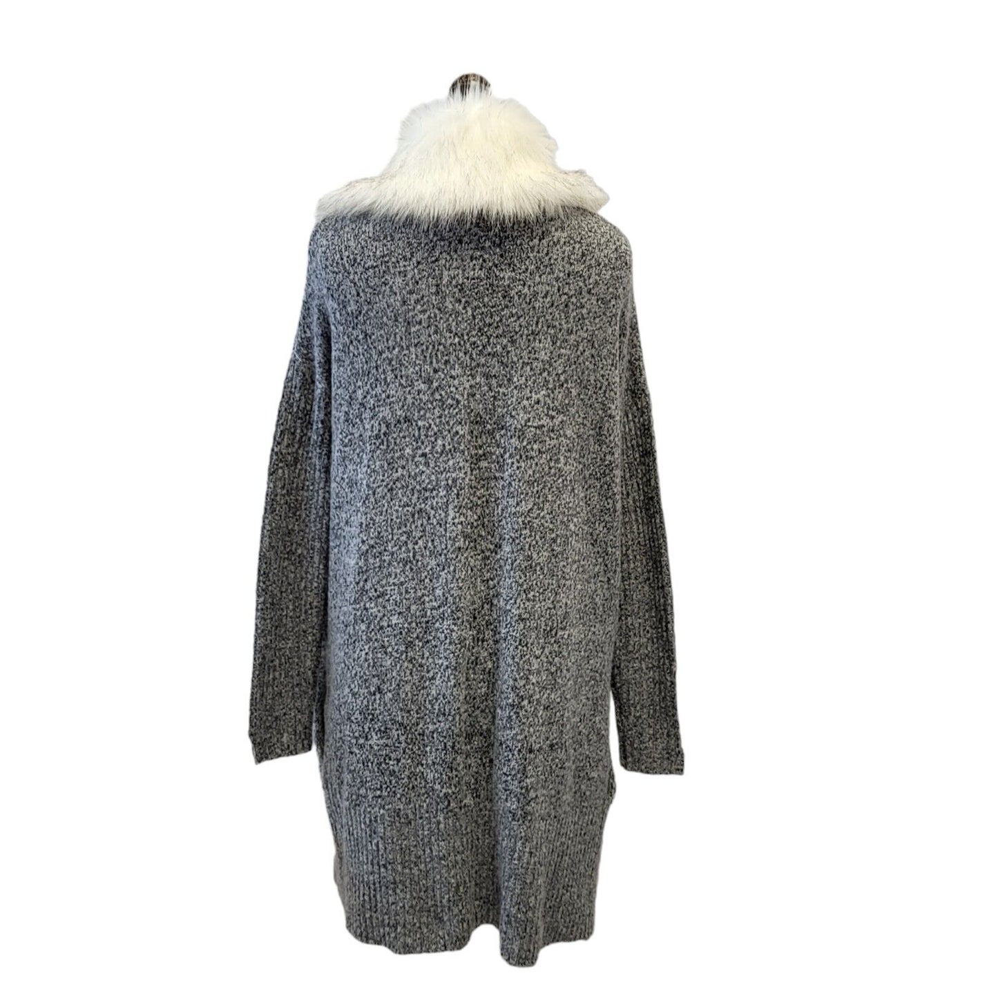 River Island Waterfall Cardigan Grey Fur Trim BNWT Uk Women's Size S G384