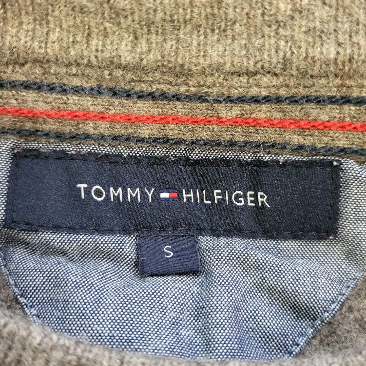 Vintage Tommy Hilfiger Red Grey Blue Wool Jumper Women's Uk 8 S G764