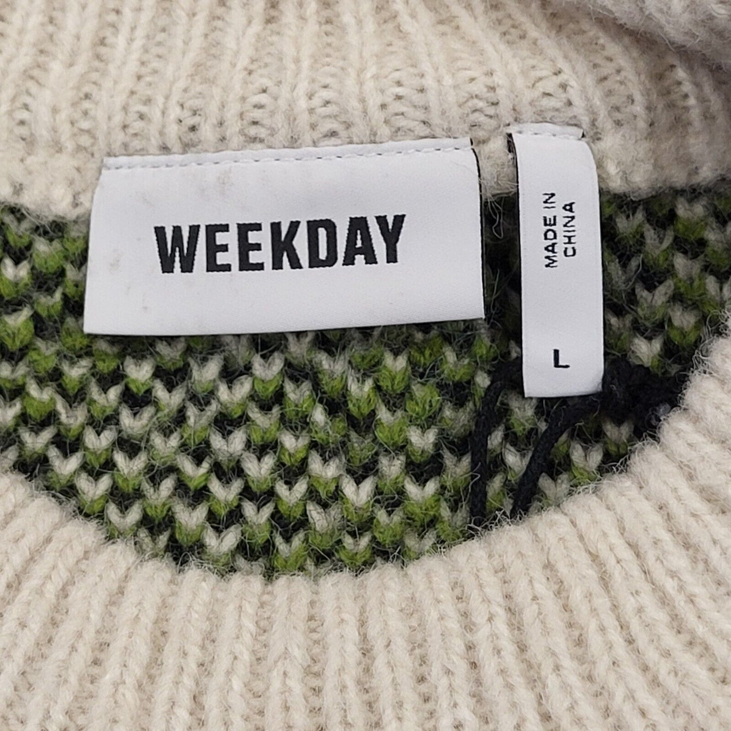 Weekday Green Abstract Crew Neck Cotton Jumper Uk Men's Large Bnwt BB279
