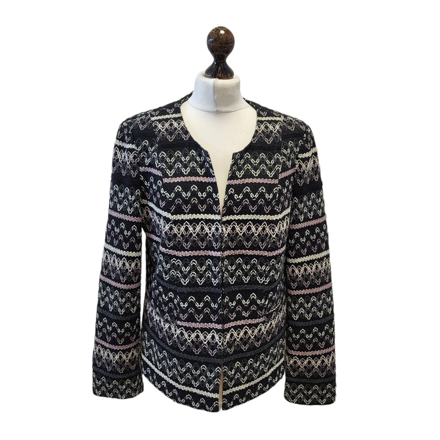 Kaleidoscope Evening Jacket Black Purple White Geometric Print UK 16 EU 44 G164