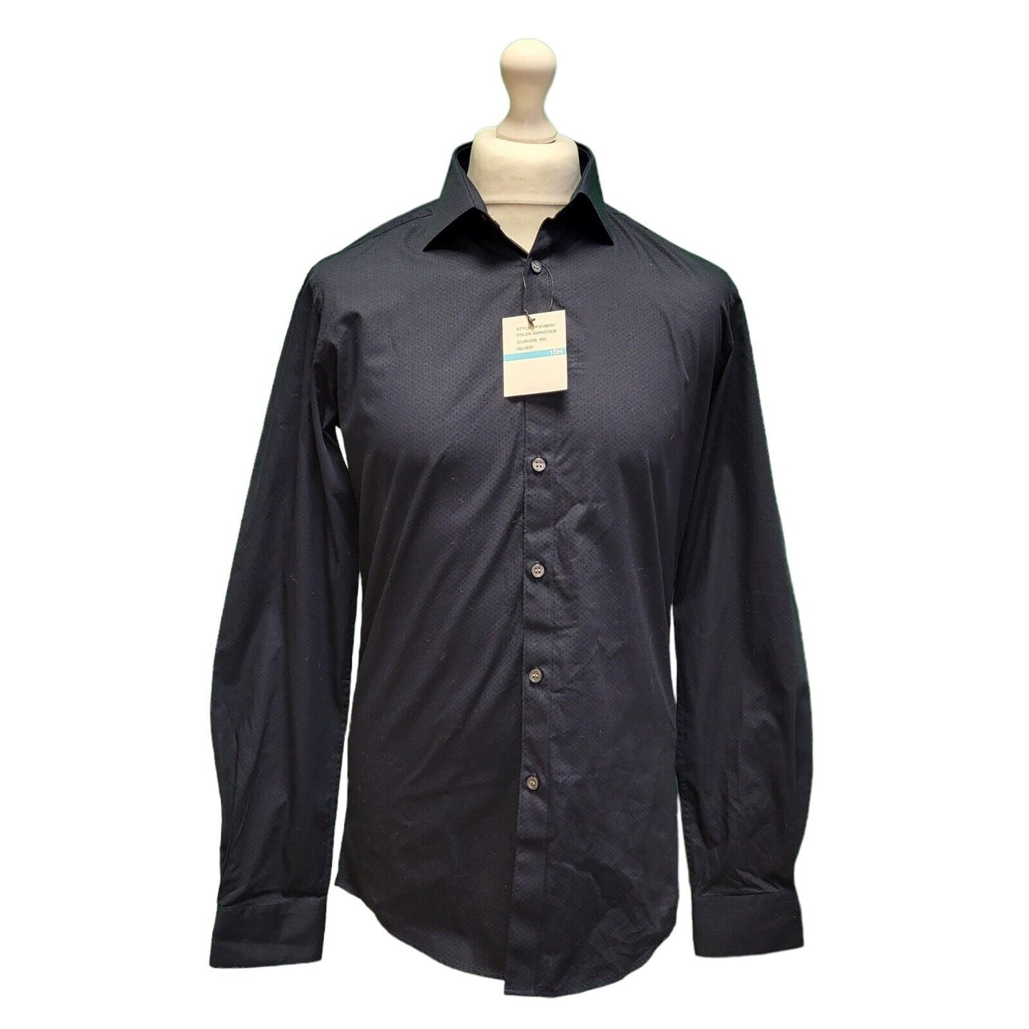 DKNY Navy Blue Diamond Smart Casual L/Sleeve Shirt Men's Uk M BNWT Slim H126