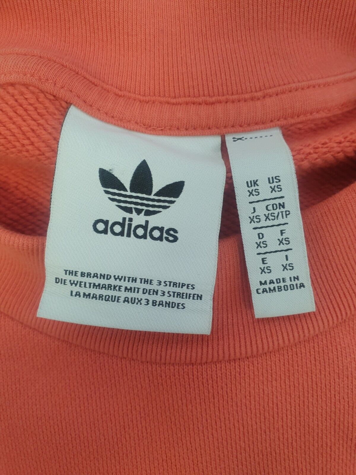 Adidas Peach Over-sized Round Neck Spell Out Sweatshirt Women's Uk Xs 6 H95