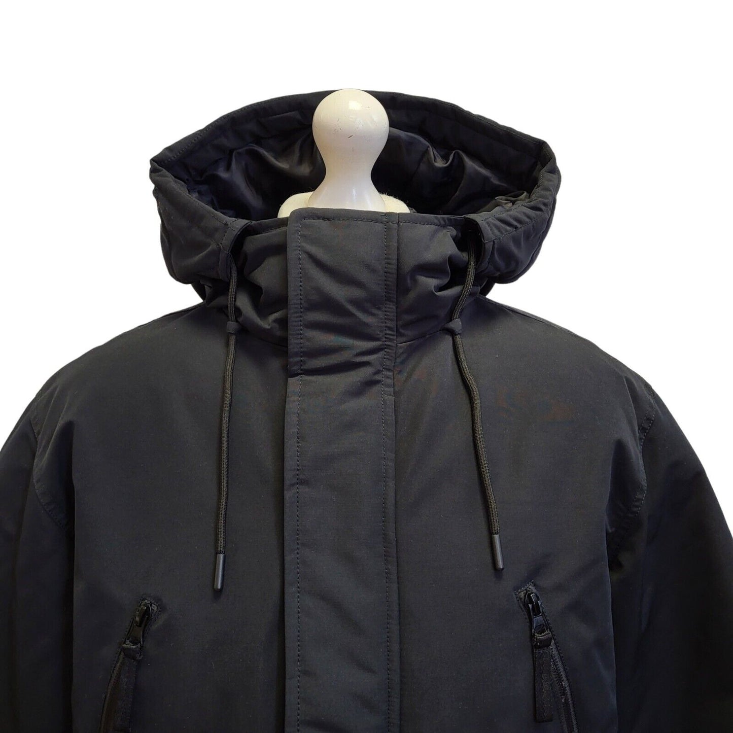 Red Herring Wadded Parka Black Zip & Snap Hooded Coat Uk Men's S Eu 46 G33