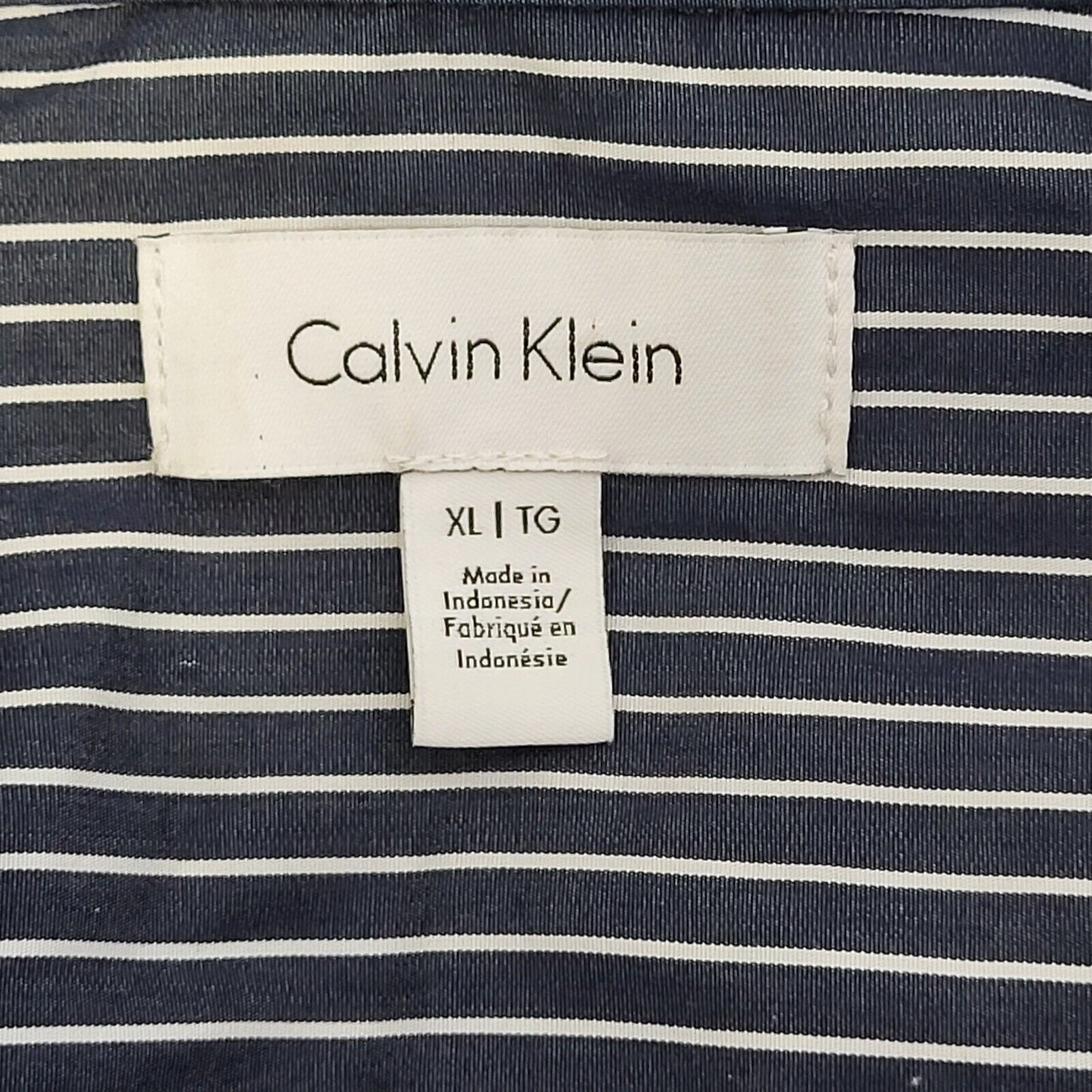 Calvin Klein Blue White Striped Regular Long Sleeve Shirt Uk Men's X Large G592