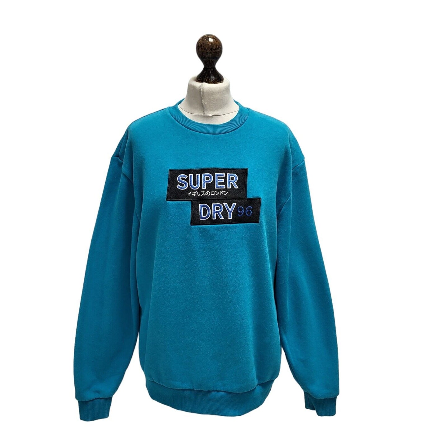 Superdry Sweatshirt Crew Neck Long Sleeve Blue Womens Size 10 G408