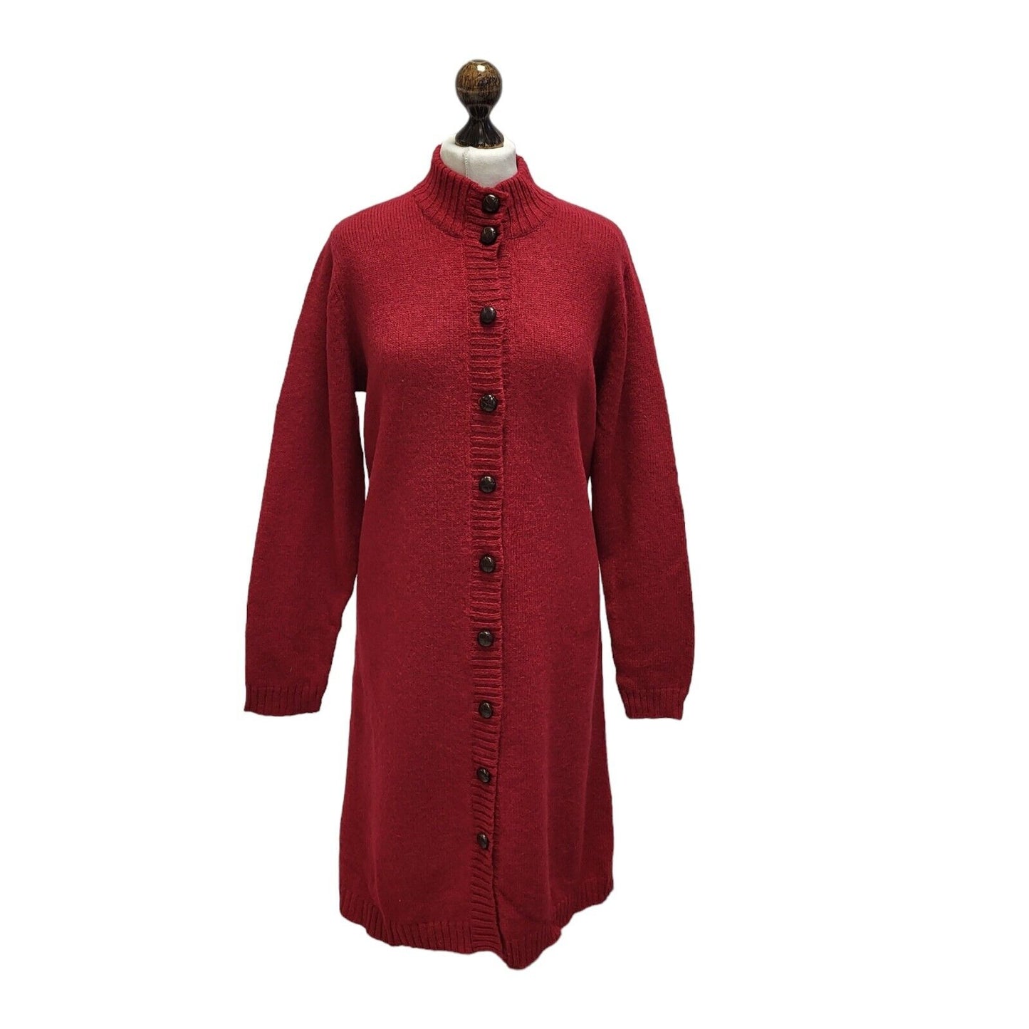 Orvis Cardigan Long Red Button Up Cardigan Uk Women's Size M G402