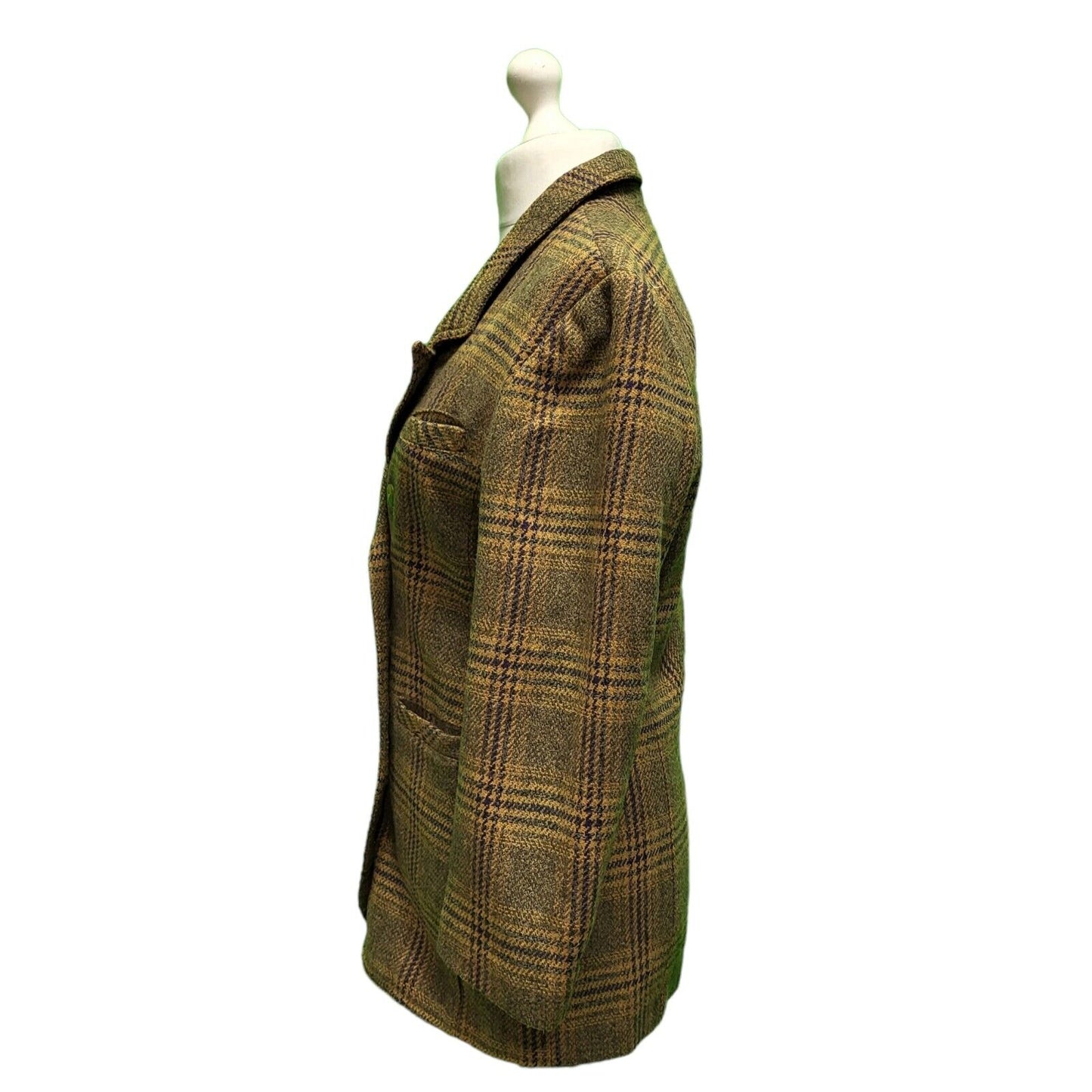 Vintage Brown Check Button Collared Jacket Women's UK S 8 EU 36 H79