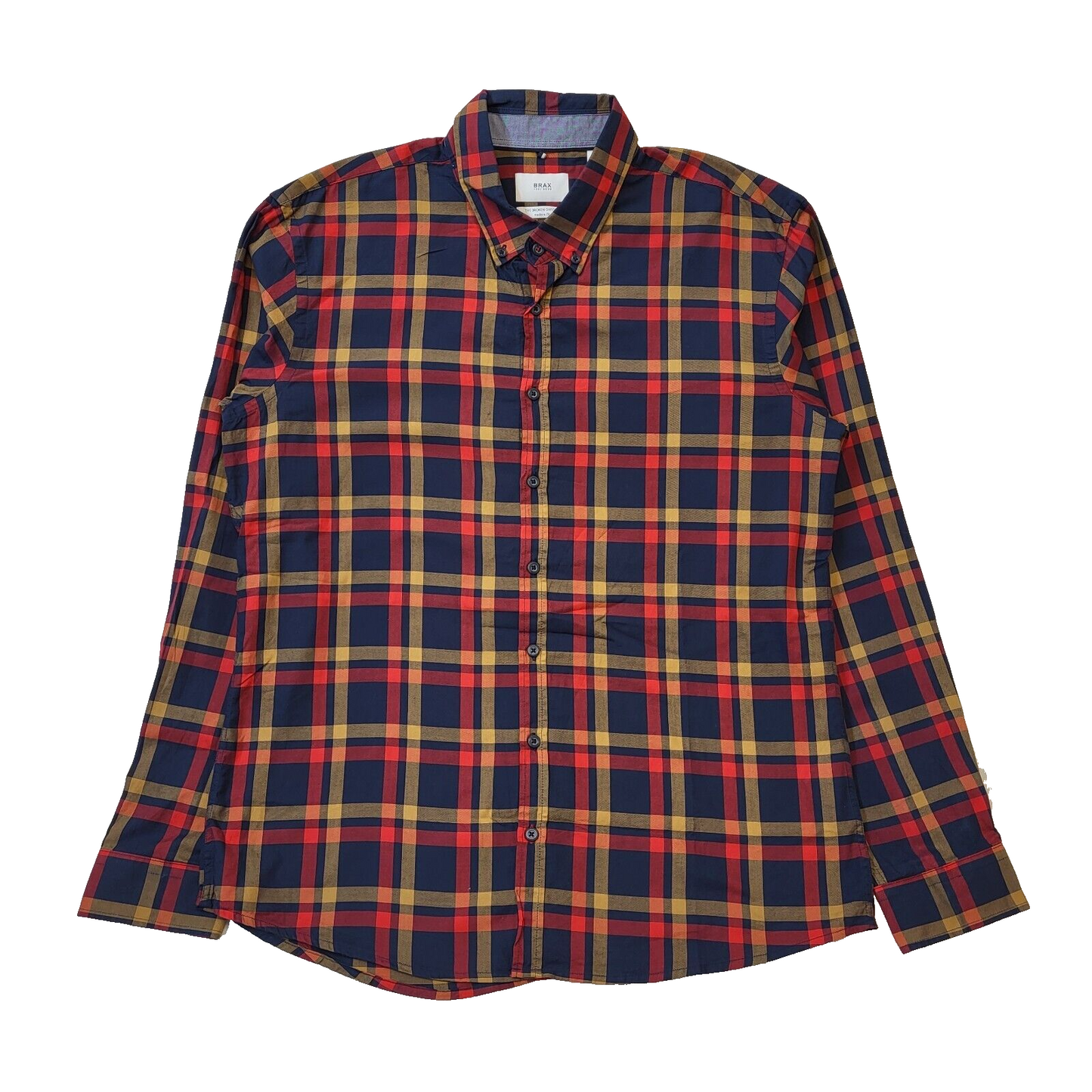 Brax Blue Red Check Modern Fit Long Sleeve Shirt Men's Uk L H62