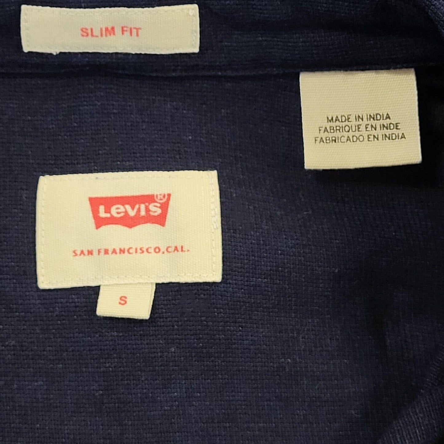 Levi's Navy Blue Slim Fit Long Sleeve Shirt Uk Men's Small BB389