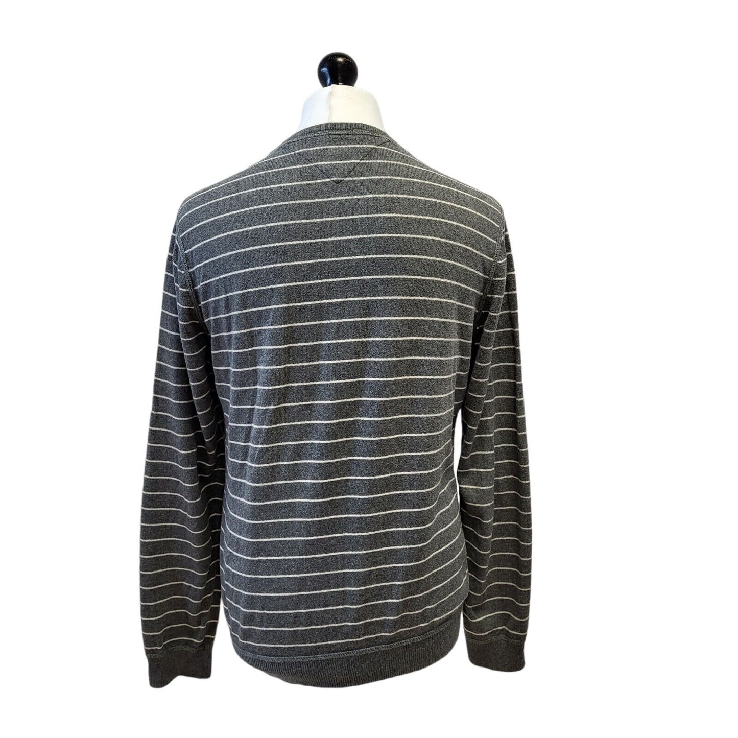 Tommy Hilfiger Jumper Crew Neck Grey White Striped Mens UK M EU 50 G373