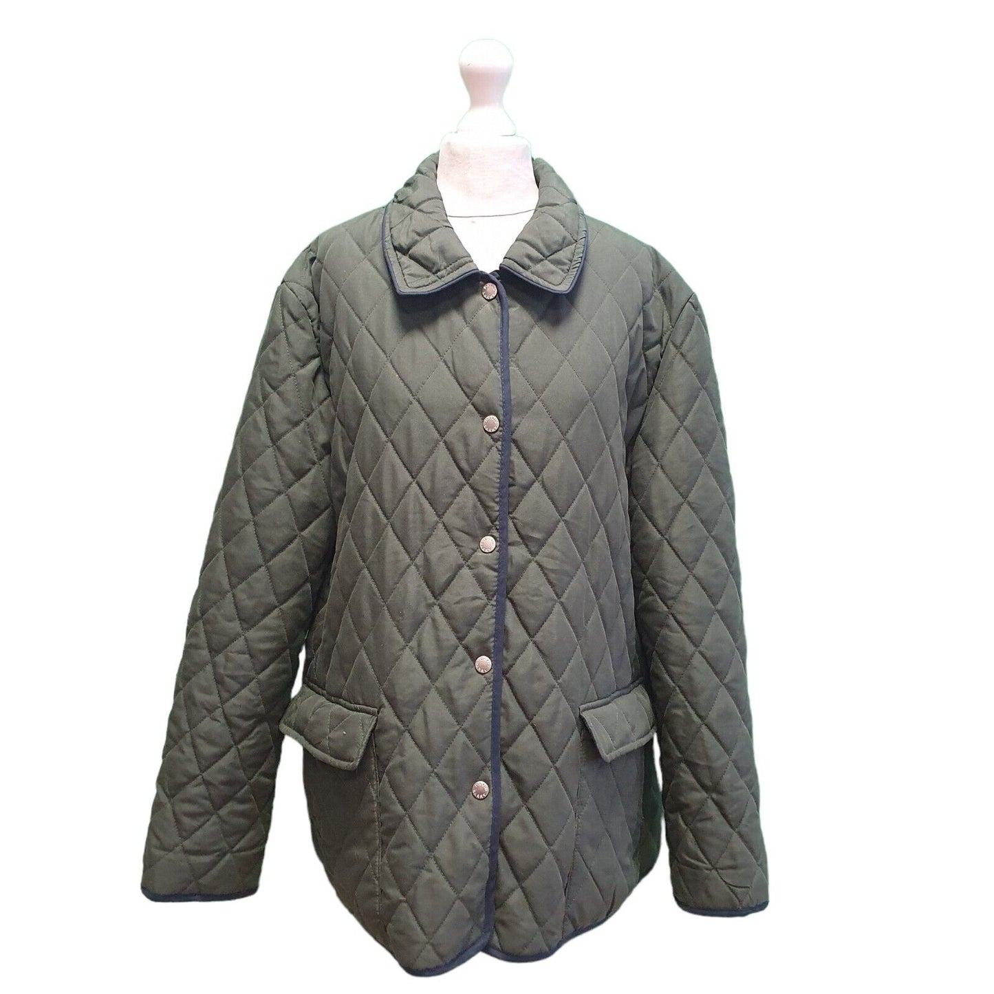 David Barry Green Snap Fasten Quilted Jacket Women's UK 18 eu 46 G902
