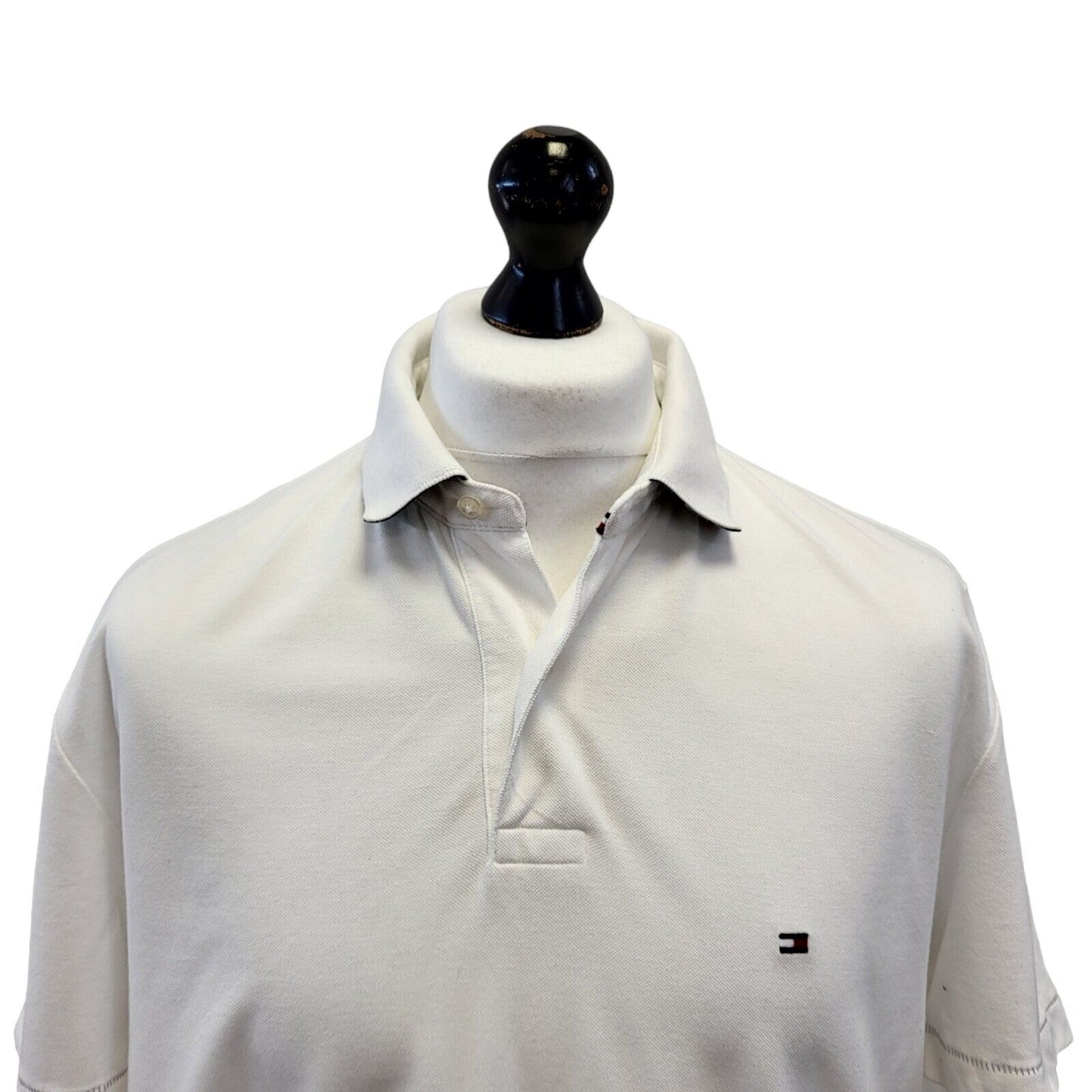 Tommy Hilfiger White Short Sleeve Polo Shirt Mens Uk L EU 54 G338