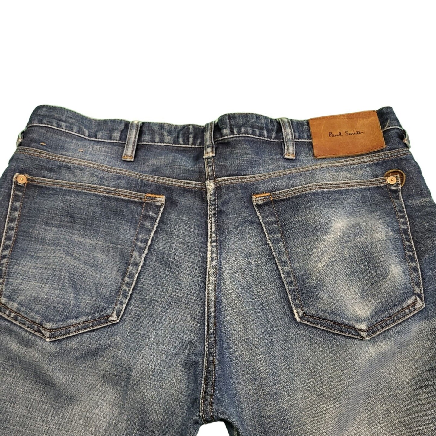 Paul Smith Faded Blue Slim Leg Distressed Denim Jeans Men's XL W36 L33 H197