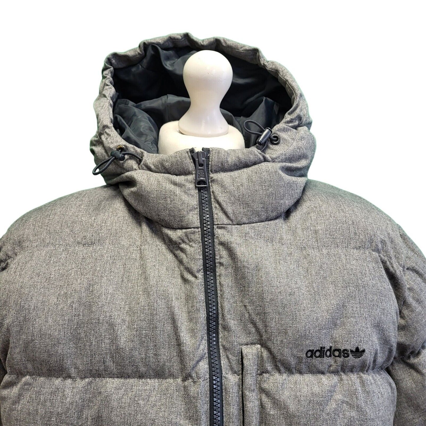 Adidas Grey Zipped Hooded Quilted Sport Jacket Men's uk L eu 54 H68