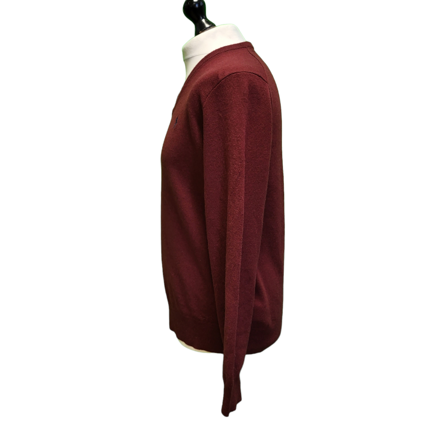 Polo Ralph Lauren Burgundy Long Sleeve Knit V-Neck Jumper Men's UK M EU 50 H973