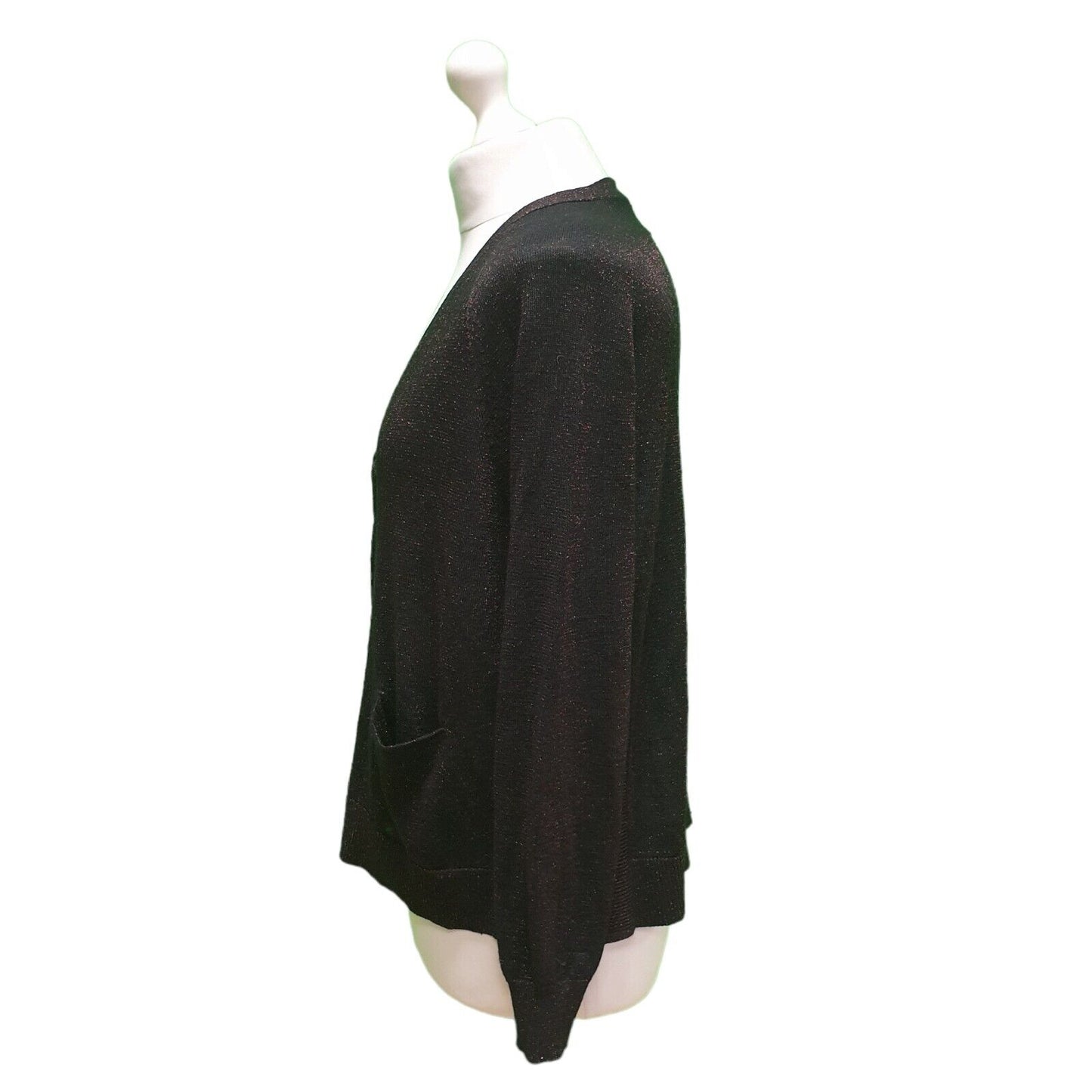 Whistles Black Red Glitter Button Cardigan Women's UK S 8 EU 36 H931
