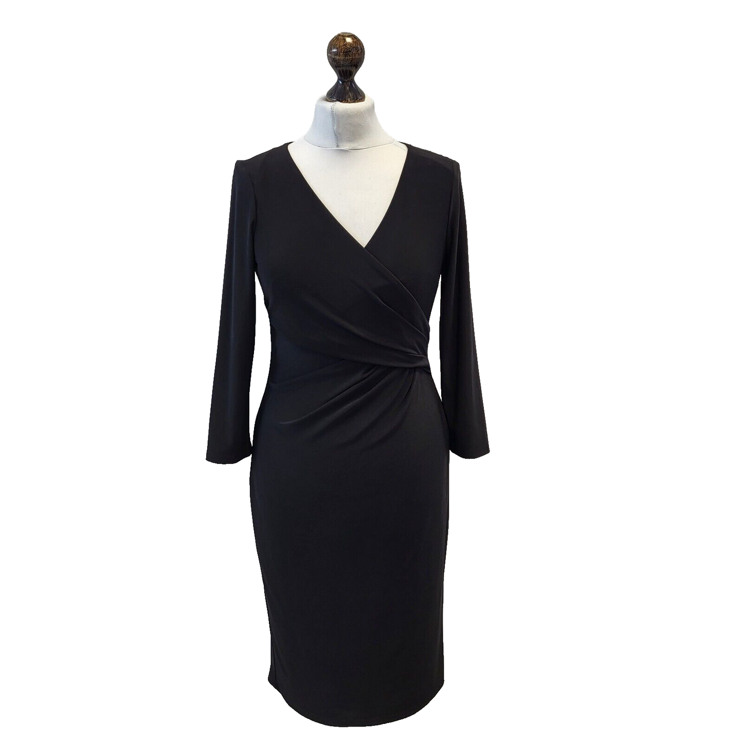 Ralph Lauren Black 3/4 Sleeve V-Neck Dress Uk Women's uk 8 (usa 4) G607