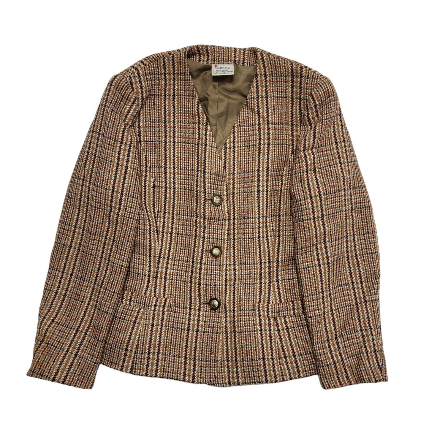 Eastex Brown Black Check Long Sleeve Jacket UK Women's 12 H694
