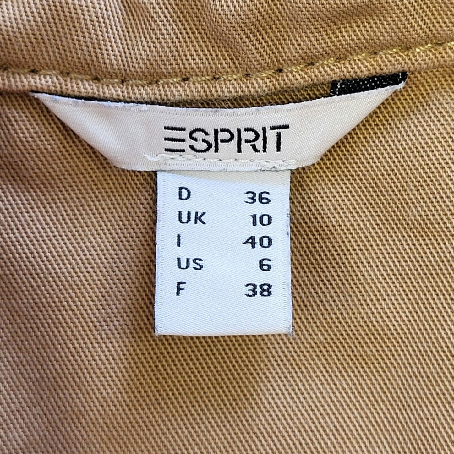 Esprit Brown Cotton Long Sleeve Daywear Shirt Dress Uk Women's 10 Eu 38 G101